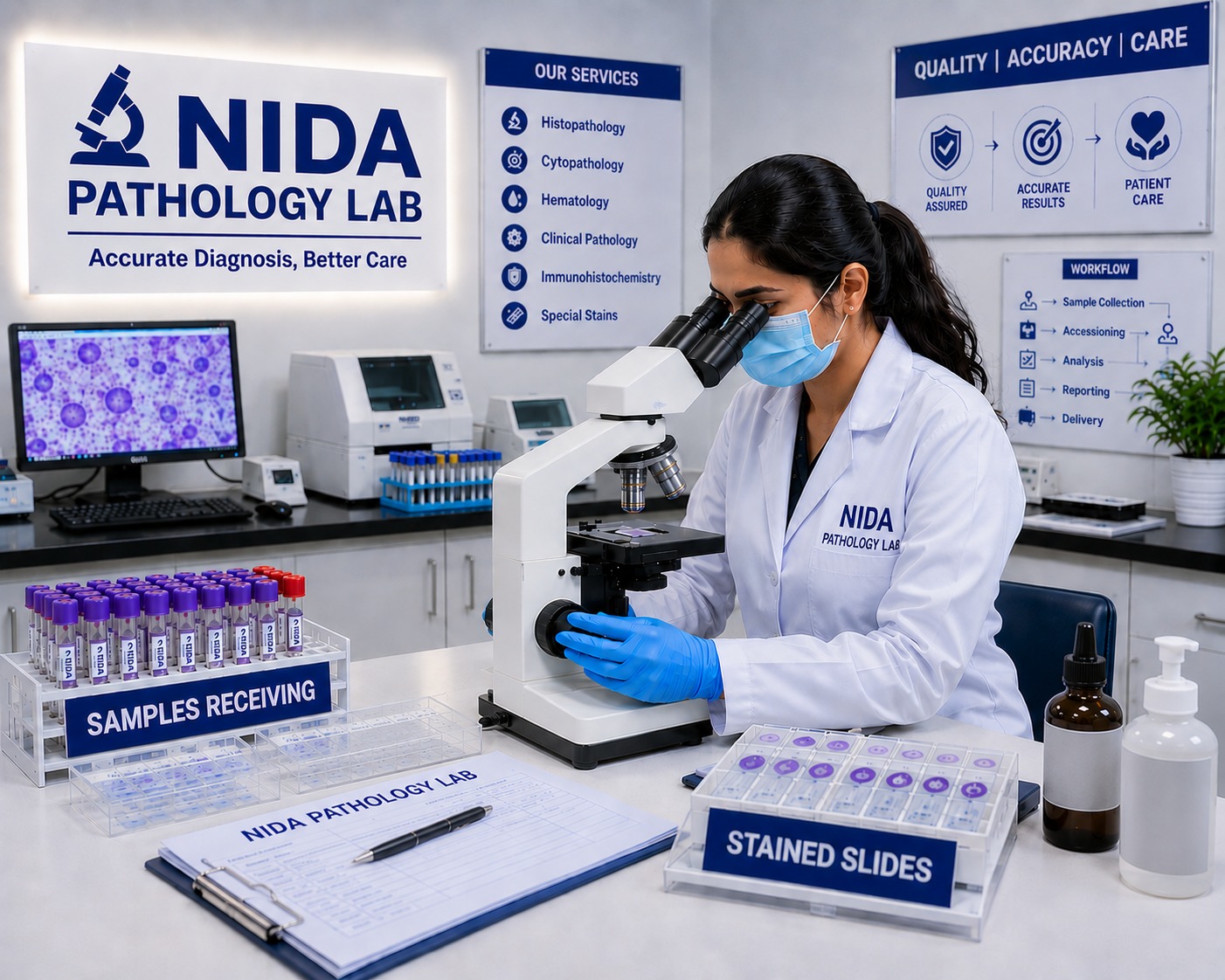 Blood pressure check at Nida Pathology
